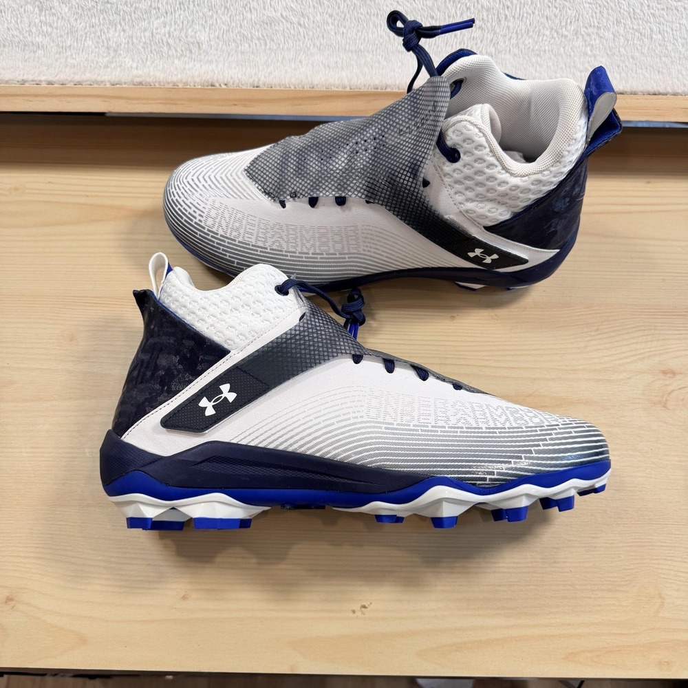 Under Armour Highlight Hammer MC Football Cleats White and Navy Men's 12.5